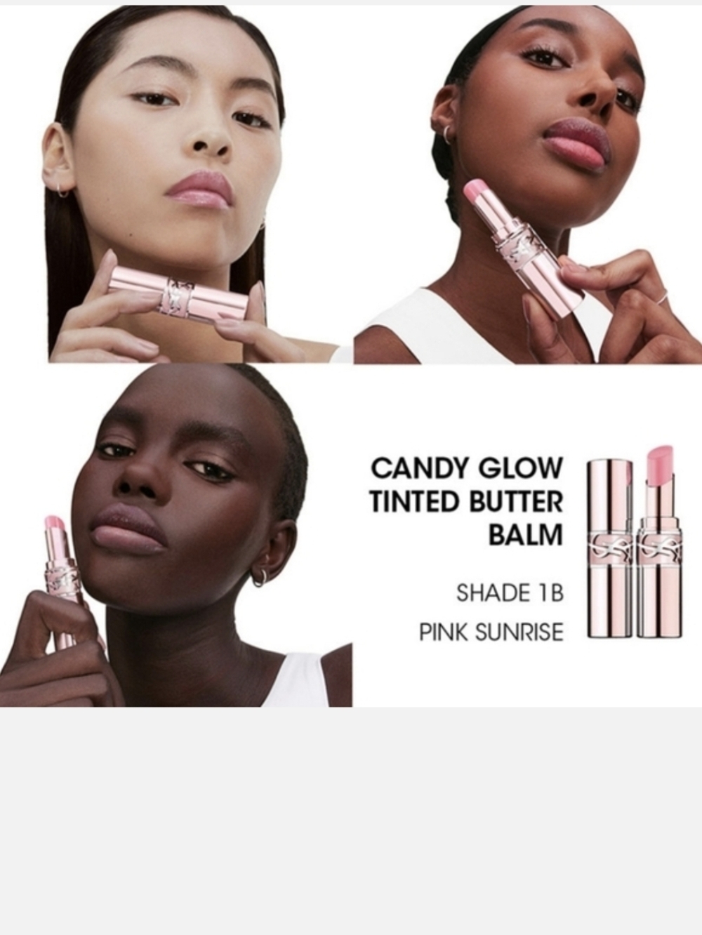 YSL Candy Glow Sheer Shine Color & Care Lip Balm: Pink Sunrise (1B), .04oz, NIB - Picture 7 of 7